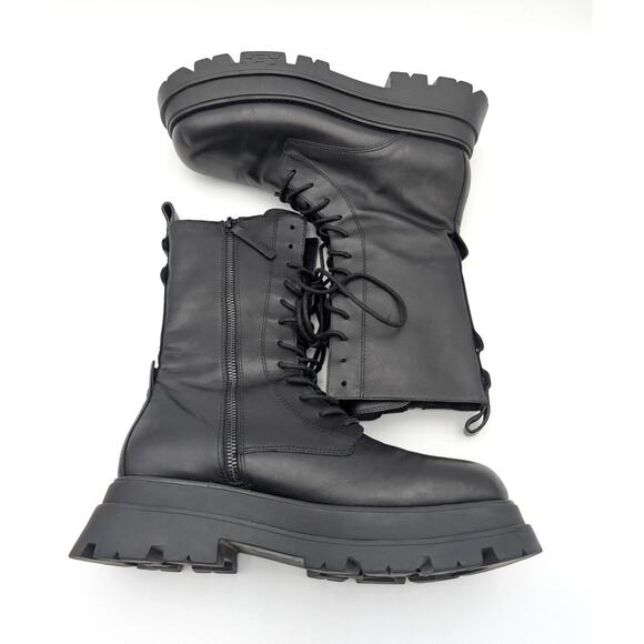 Ash Elton Platform Lug Sole Combat Boots Lace-Up Women's Black Size US9 EU40 - Picture 12 of 13